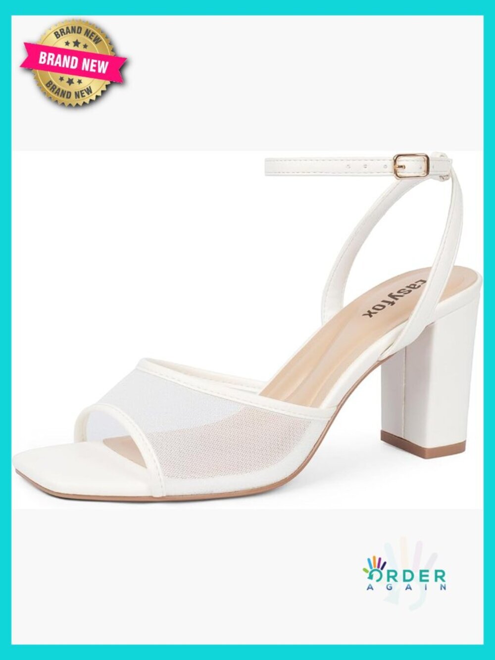 Chunky Heel Sandals Ankle Strap Square Toe Dress Wedding Block Heels Casual